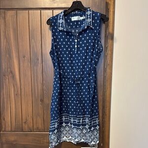 Aventura Blue and White Midi Dress